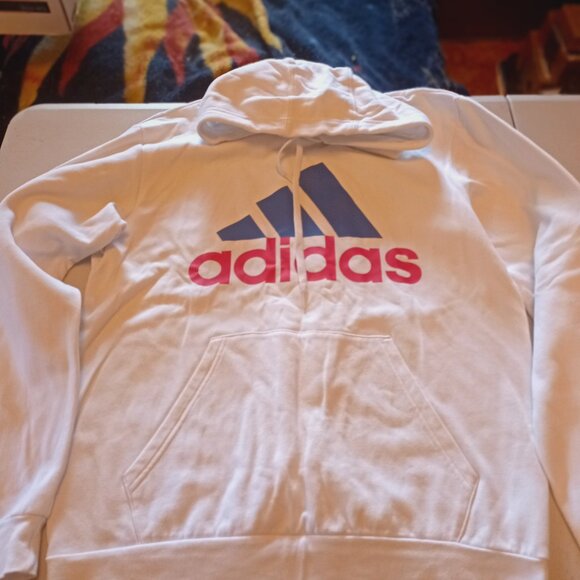 Adidas Big Logo Spell Out Adult Medium Hoodie Red White Blue Worn Once - Picture 4 of 4